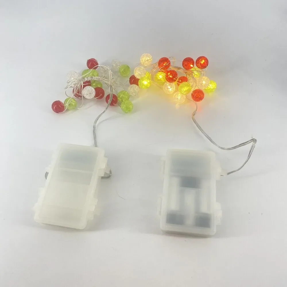Set of 2 Pier 1 Multi Color Sphere Glimmer Strings Flexible LED Lights 10ft